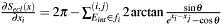 $\frac{\partial S_{ecl}(x)}{\partial x_i} = 2\pi - \sum_{E_{int}\in f_i}^{(i,j)}2 \arctan \frac{\sin\theta}{e^{x_i-x_j} - \cos\theta}$